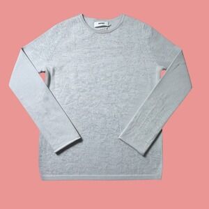 NOTSHY Cashmere Sweater Women M Gray Crewneck Rolled Cuff Parisian Chic